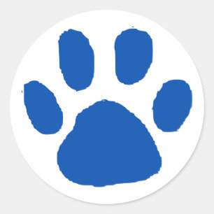 Blue Pawprint (Paw Print) Design Classic Round Sticker