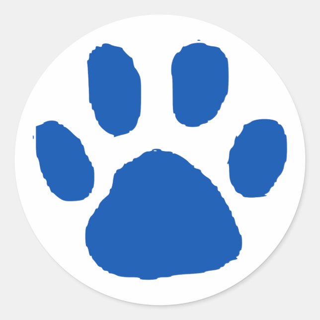 Blue Pawprint (Paw Print) Design Classic Round Sticker (Front)