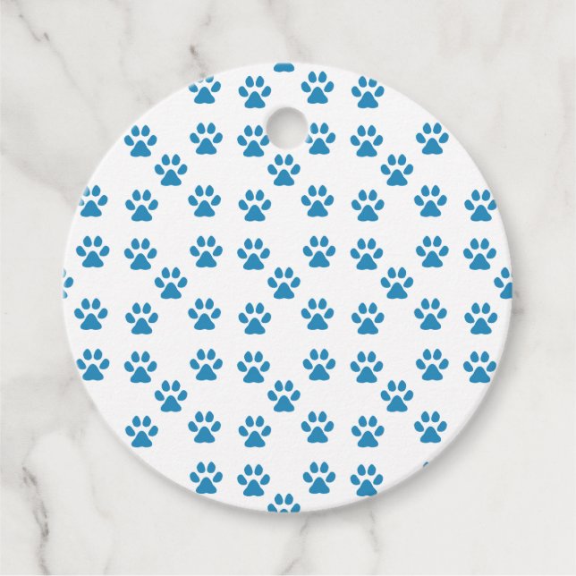 Blue Pawprints  Favour Tags (Front)
