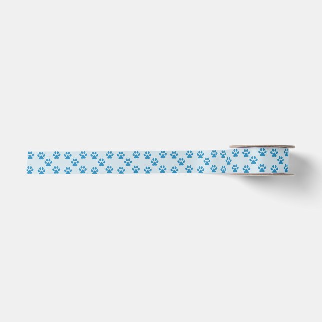Blue Pawprints  Satin Ribbon (Front)