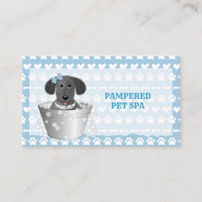 Blue Paws Bones Pet Groomer Carte de visite (Devant)