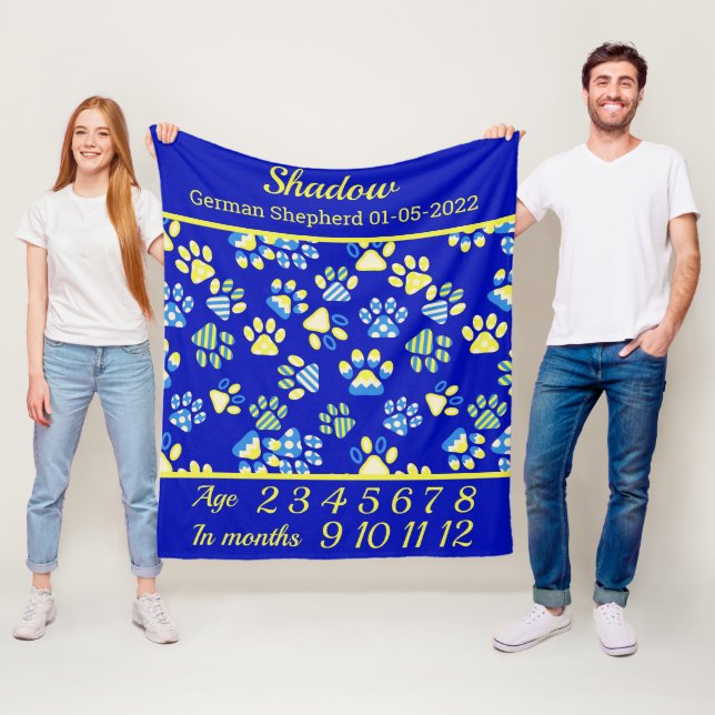 Blue Paws Pet Milestone Blanket (In Situ)