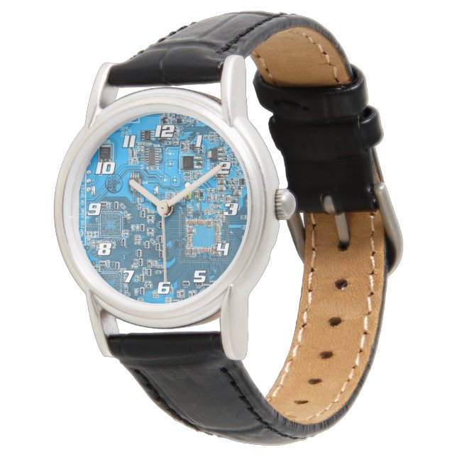 Blue PCB Circuit Board Design for IT Pros Watch (Angled)