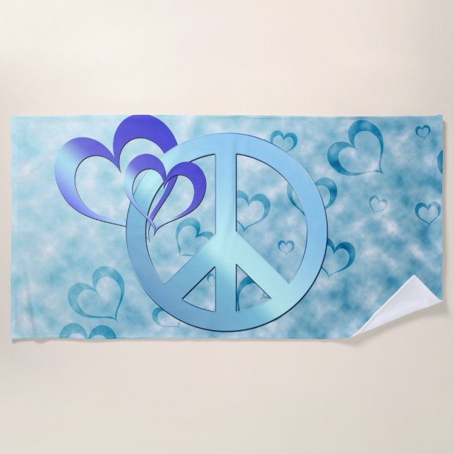 Blue Peace Beach Towel (Front)