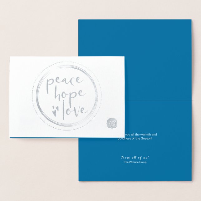 Blue Peace hope love Business logo Christmas Foil Card (Display)