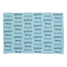 Blue Peace Love Beach Reversible Coastal Set of 2