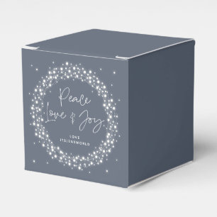 Blue Peace Love+Joy Christmas Sparkling Lights Favor Box