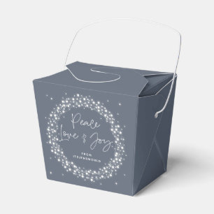 Blue Peace Love+Joy Christmas Sparkling Lights Favor Box