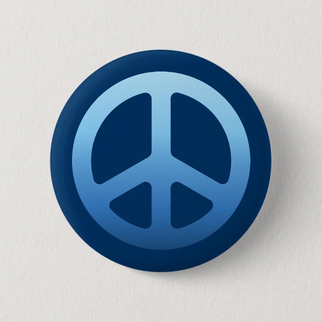 Blue Peace Sign 2 Inch Round Button (Front)
