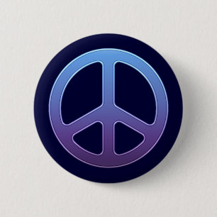 Blue Peace Sign 2 Inch Round Button