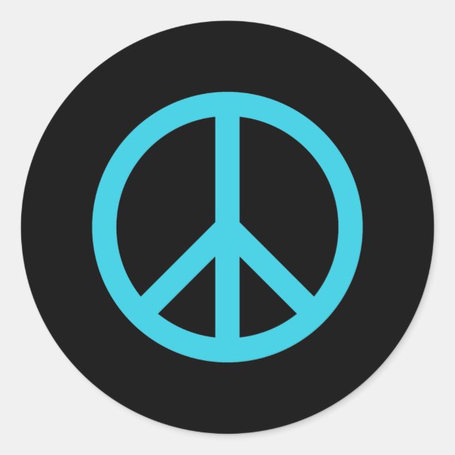 Blue Peace Sign Classic Round Sticker (Front)