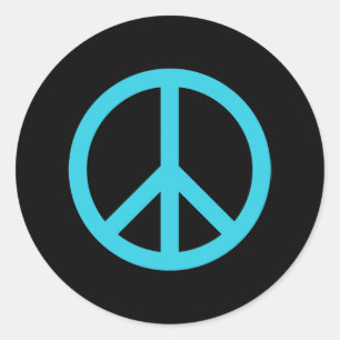 Blue Peace Sign Classic Round Sticker