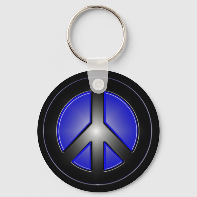 blue peace sign keychain (Front)