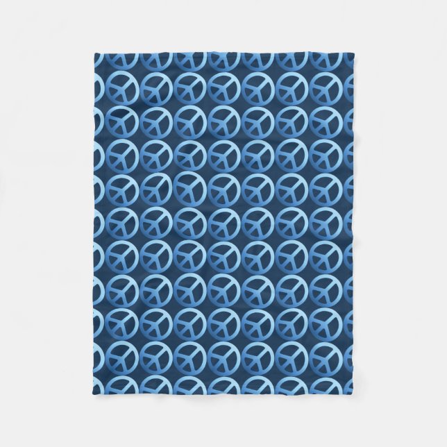 Blue Peace Sign Pattern Fleece Blanket (Front)