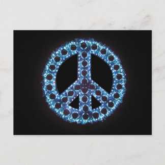 blue peace sign postcard