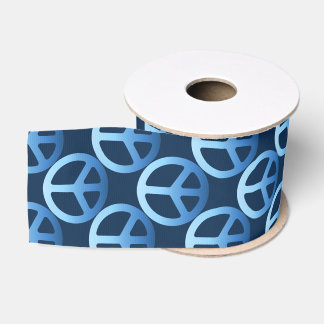 Blue Peace Sign Ribbon Grosgrain Ribbon