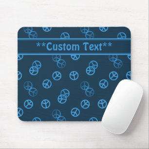 Blue Peace Sign w/ Custom Text Mouse Pad
