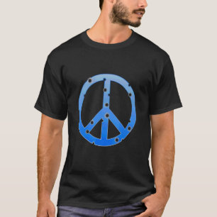 Blue Peace Sign With Bullet Holes Save The Peace T-Shirt