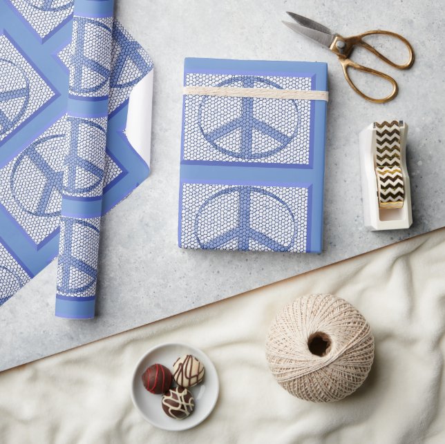Blue Peace Signs Wrapping Paper (Crafts)
