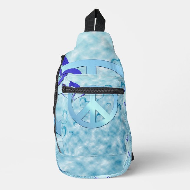 Blue Peace Sling Bag (Front)