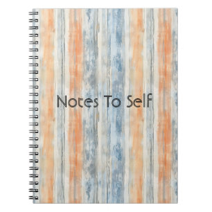 Blue Peach Cream Stripes Personalized Notebook