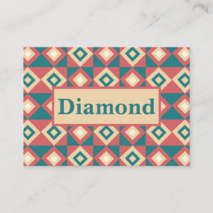 Blue Peach Diamond Geometric  Business Card
