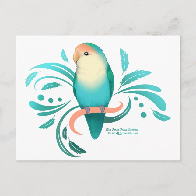 Blue Peach Faced Lovebird Postcard (Front)