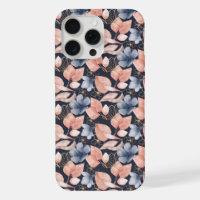 Blue, Peach & Gold Florals Stylish Botanical Art