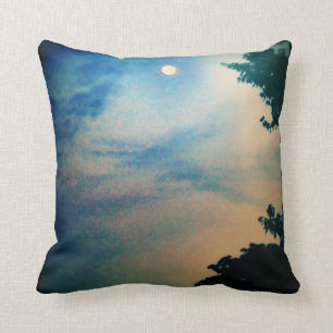 BLUE & PEACH MOON SKY PILLOW Type 2 Black Back