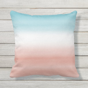 Blue Peach Ombre Outdoor Pillow