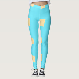 Blue peach plaid pattern simple retro rustic elega leggings