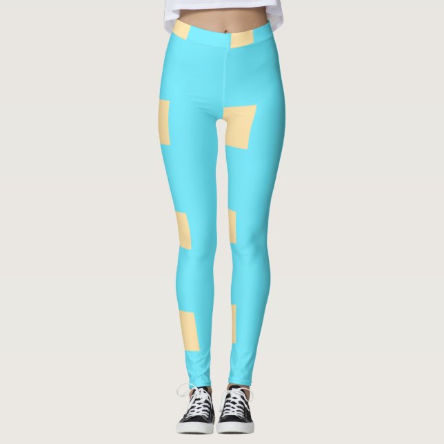 Blue peach plaid pattern simple retro rustic elega leggings (Front)