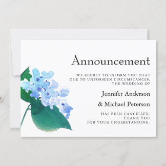 Blue & Peach Wedding Cancellation Announcement