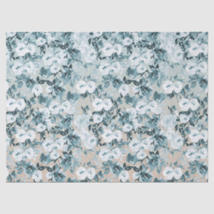 Blue Peach White Floral Tissue Paper