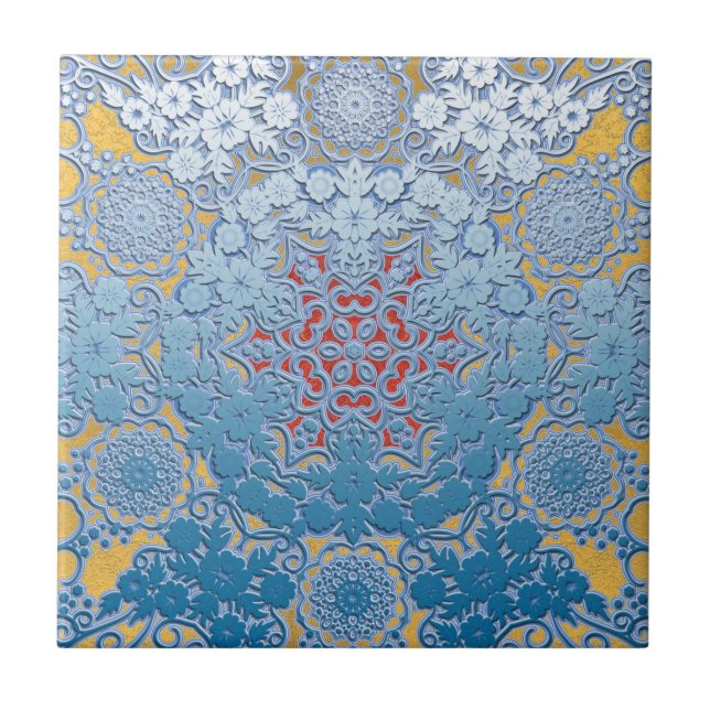 Blue Peach Wish  Ceramic tile (Front)