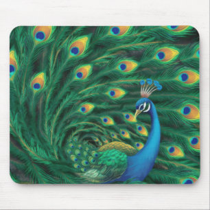 Blue Peacock Bird Mouse Pad