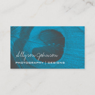 Blue Peacock Feather Business Cards