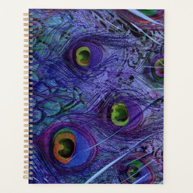 Blue Peacock Feather Planner (Front)