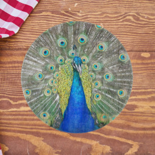 Blue Peacock Feather Plumage Cutting Board