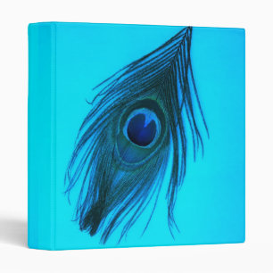 Blue Peacock Feathers Binder