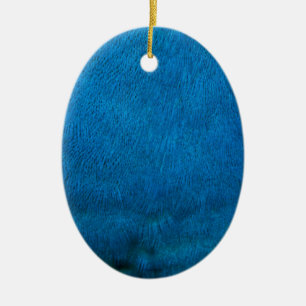Blue peacock feathers ceramic ornament