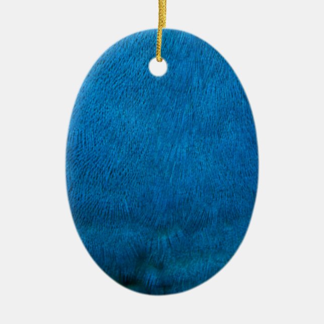 Blue peacock feathers ceramic ornament (Front)