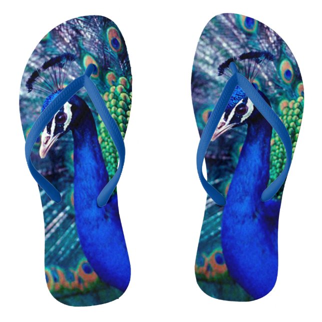 Blue Peacock Flip Flops (Footbed)