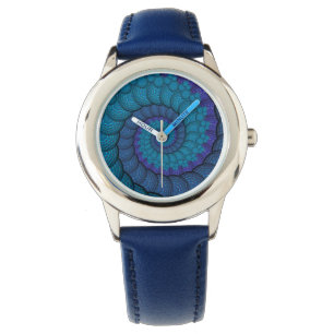 Blue Peacock Fractal Pattern Watch