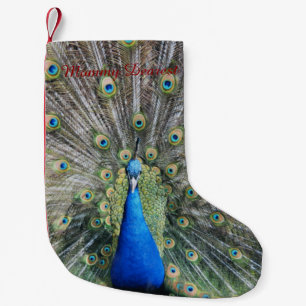 Blue Peacock Full Plumage Small Christmas Stocking