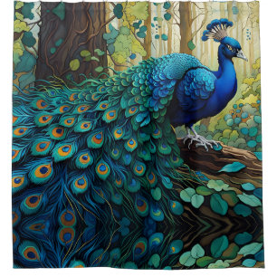 Blue Peacock in the forest