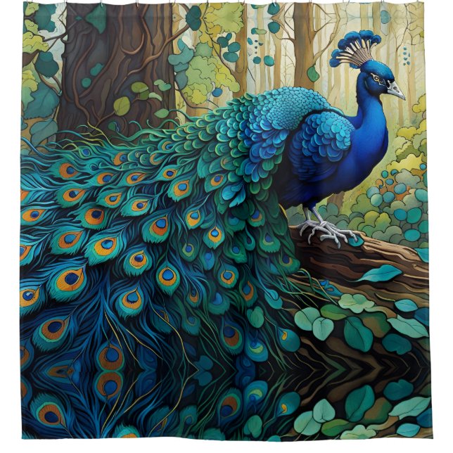 Blue Peacock in the forest (Front)