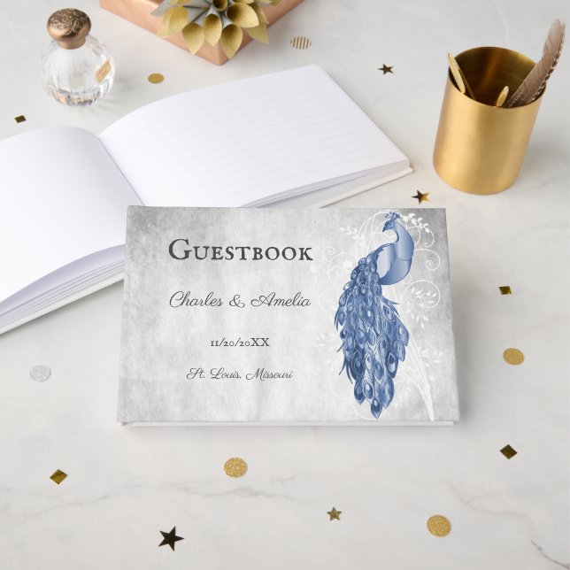 Blue Peacock Mariage Livre d'or (Recto ouvert)