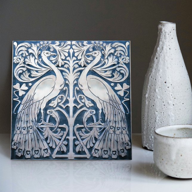 Blue Peacock Modernista Art Barcelona 1903 Tile (Creator Uploaded)