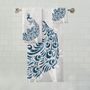 Blue Peacock Personalized Bath Towels